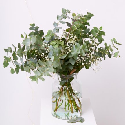 Flor seca hecha a mano natural con eucalipto de algodón para