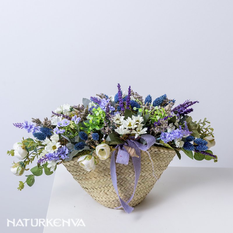 cesta floral azul